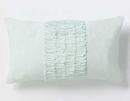 Aqua Center Stripe Ruffle Pillow