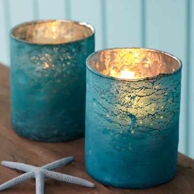 Glass Turquoise Candleholders