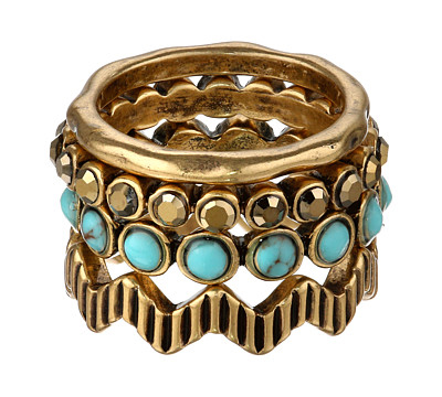 Lucky Brand Winter Glimmer Turquoise Pave Stack Ring