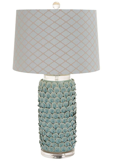 Turquoise Ceramic & Acrylic Table Lamp