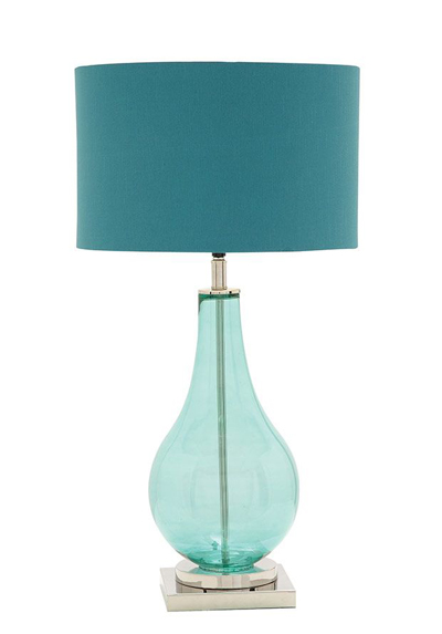 Turquoise Glass & Chrome Table Lamp