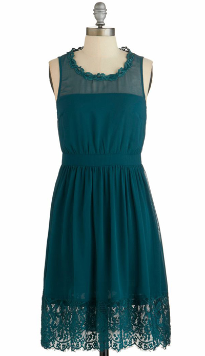 Teal Me a Story Dress in Green