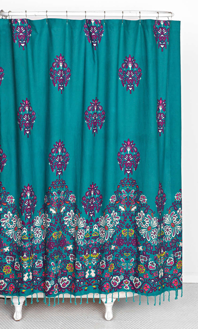 Blomma Teal Shower Curtain