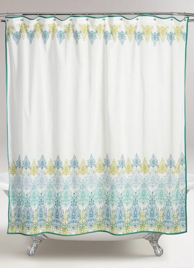 Blue/Green Print Shower Curtain