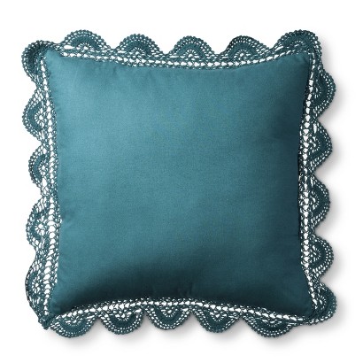 Teal Crochet Decorative Pillow