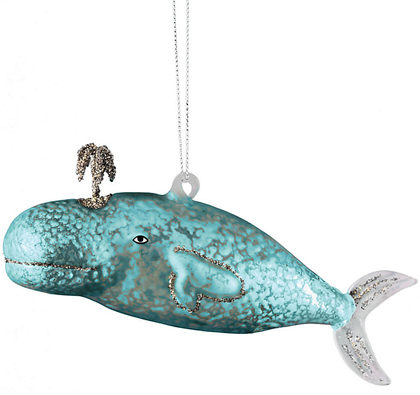 Glass Victorian Whale Ornament