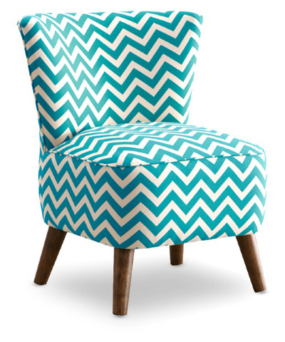 Zig Zag Teal and White