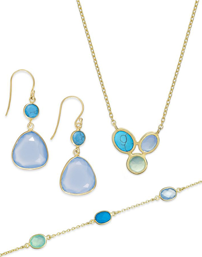 Blue Chalcedony and Faux Turquoise Jewelry Set