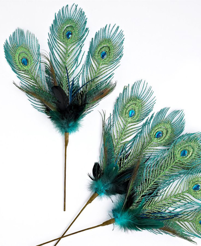 Holiday Lane Set of 3 Peacock Feather Picks