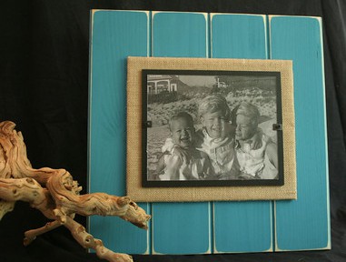 Extra Large Single Aqua Distressed Wood Frame