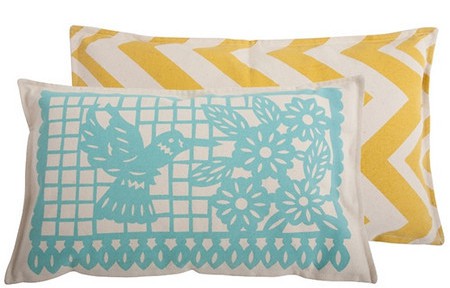 Thomas Paul Reversible Banner Aqua Cotton Pillow