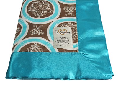 Aqua Turquoise Fleur de Lis Velour Blanket by My Blankee”