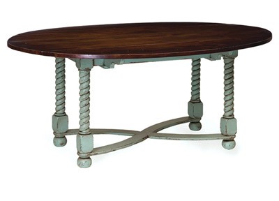 Oval Drop Leaf Table in Misty Aqua