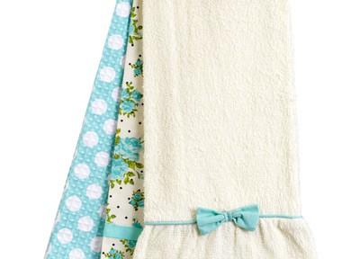 Jessie Steele Towel Trio Aqua Spring Rose Bunch