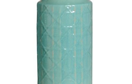 Cane Design Turquoise Vase Short