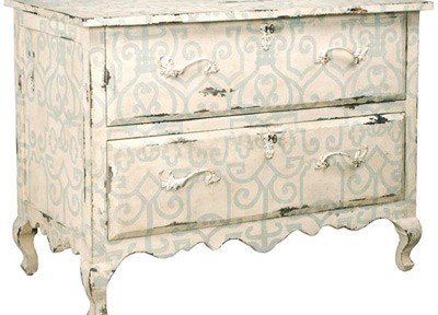 Two Drawer File Cabinet in Vintage Matin Blanc