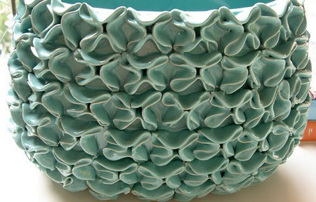 Bella Ruffle Vase in Tiffany Blue