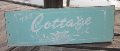 The Cottage Handmade Vintage Style Blue Sign