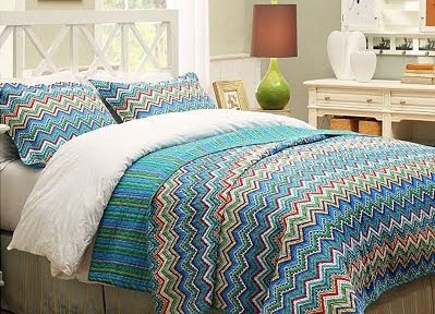 Blue ZigZag Quilt Set