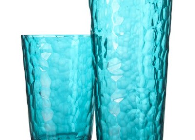 Teal Hammered Tall and Short Tumblers- Set of 8