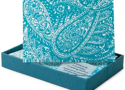 Teal Paisley Notecard- Set of 6