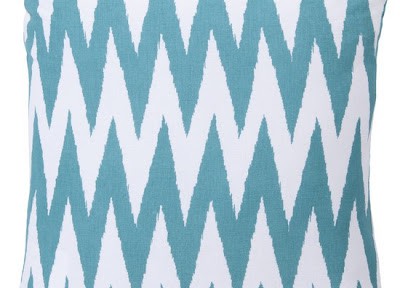 Zigzag Accent Pillow in Teal and White