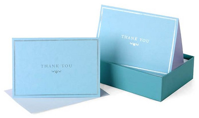 Box Card Blue Elegance Thank You Set of 14