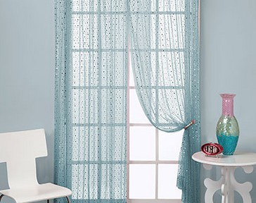 Groovy Sequin Curtain Panel in Turquoise