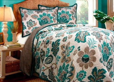 Ikat Floral Quilt and Sham Separates