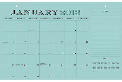 2013 Paper Source Academic Blotter Calendar