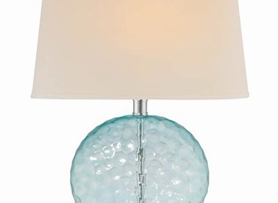 Vatten Chrome with Light Blue Table Lamp