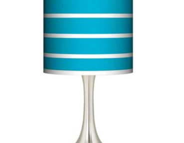 Vivid Blue Stripes Giclee Kiss Table Lamp