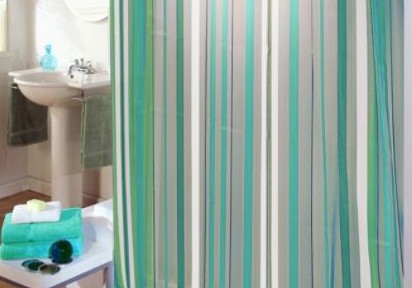 Essential Home Shower Curtain Saturn Stripe Reversible Vinyl PEVA