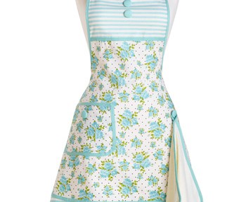 Jessie Steele Apron Gigi Aqua Spring Rose Bunch