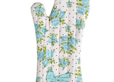 Jessie Steele Oven Mitt Aqua Spring Rose Bunch