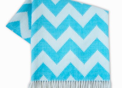 Jonathan Adler Throw Blanket Zig Zag Light Blue