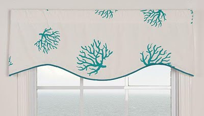 Coral Turquoise Cotton M-shaped Valance