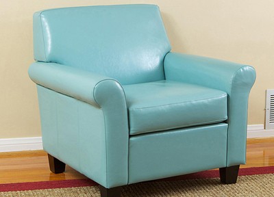 Oversized Teal Blue Bonded Leather Club Chair