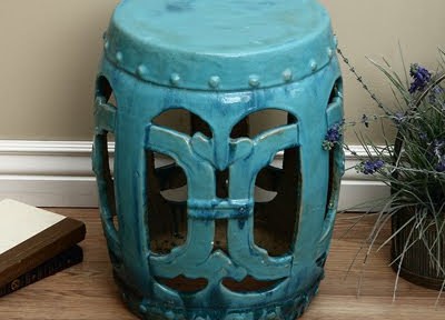 Ceramic Vintage Turquoise Club Garden Stool