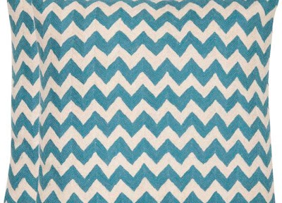 Zig-Zag Embroidered Blue Decorative Pillows – Set of 2