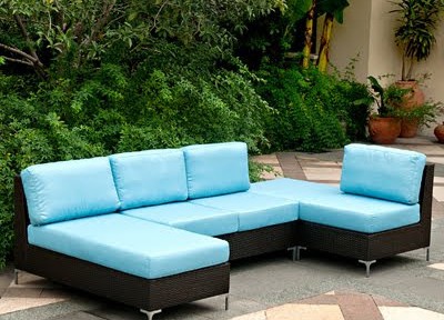 Napa Springs Sky Blue 4 Piece Indoor/Outdoor Wicker Furniture Set