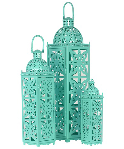 Metal Lantern Turquoise Set
