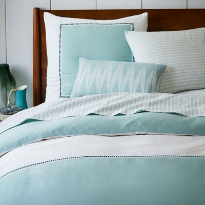 Organic Embroidered Colorblock Duvet Cover 