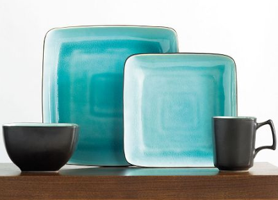 Gourmet Expressions “Krackle Aqua” 16-Piece Dinnerware Set