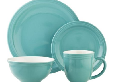 Glazed Stoneware 16-pc. Dinnerware Set in Vintage Teal