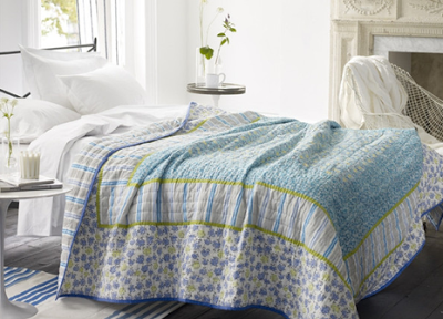 Forget Me Not Quilt in Aqua by Designers Guild