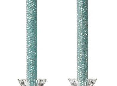 Aquamarine Metallic Tapers – Set of 2