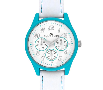 AK Anne Klein 10-9463 Turquoise/White Leather Watch