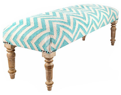 Turquoise and White Mae Bench