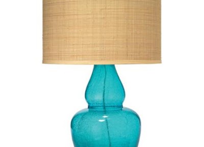 Gourd Aqua Seeded Glass Table Lamp